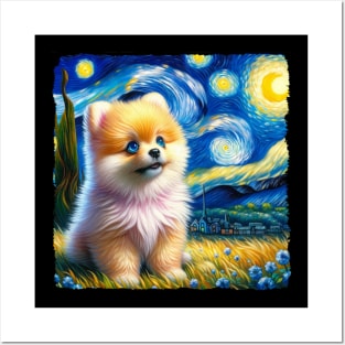 Starry Pomeranian Portrait - Dog Portrait Posters and Art